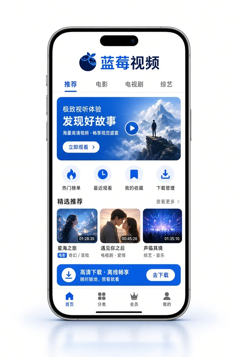 蓝莓视频APP移动端服务视觉